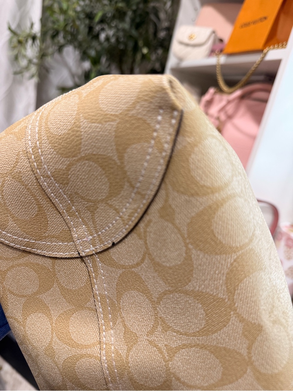 Coach Beige Canvas Tote with Pink Leather Trim - Picture 6 of 8